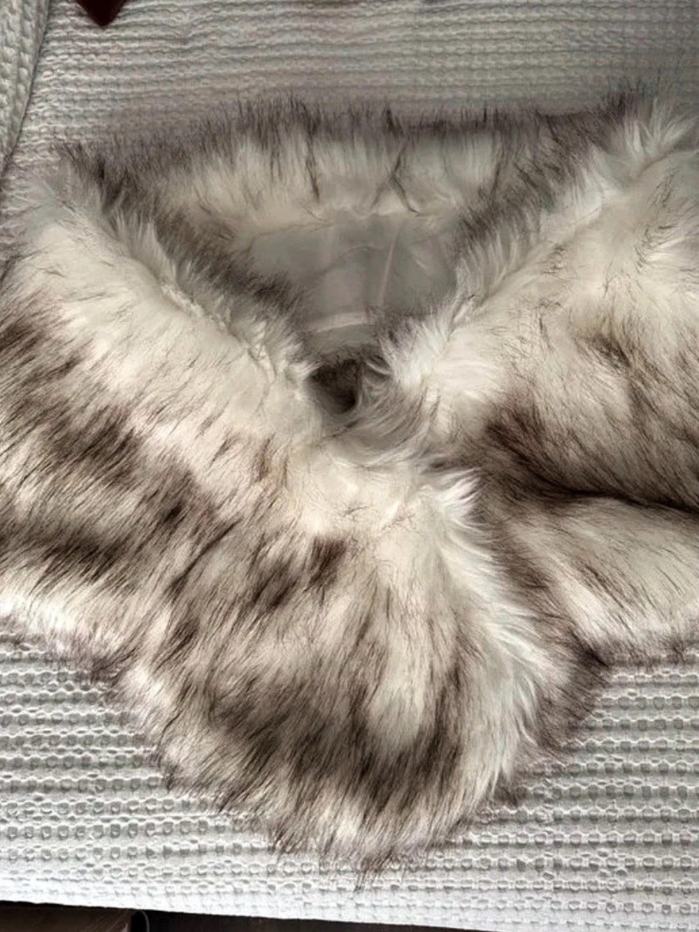 Faux Fur Wrap in White & Brown Like New